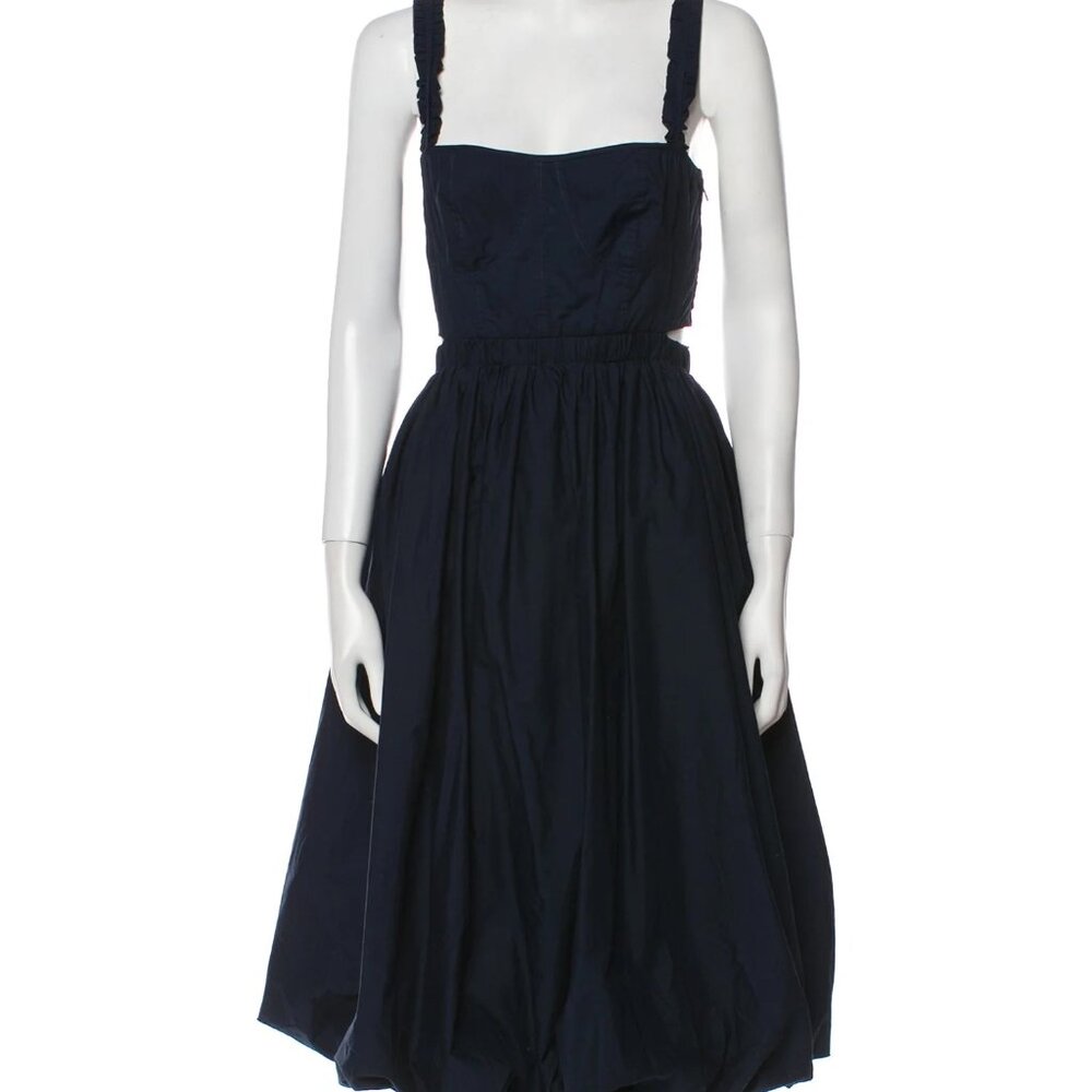 Ulla Johnson Square Neckline Midi Dress in Navy - Picture 2 of 4
